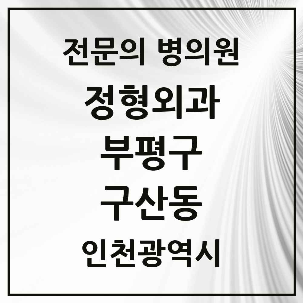 2025 인천광역시 부평구 구산동 정형외과 전문의 의원·병원 목록 1곳