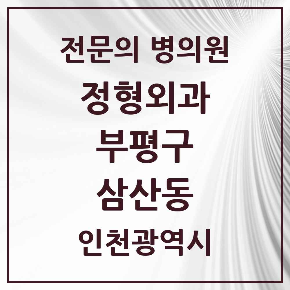 2025 인천광역시 부평구 삼산동 정형외과 전문의 의원·병원 목록 2곳