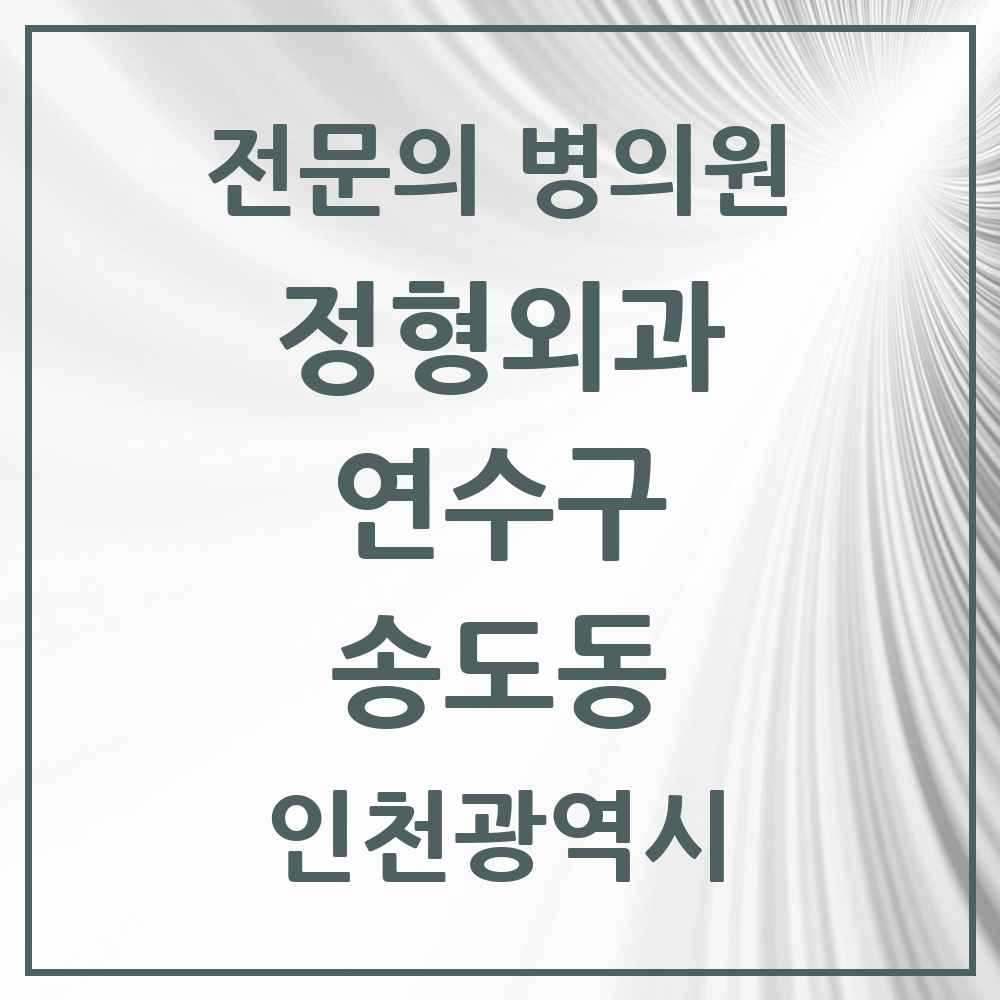 2025 인천광역시 연수구 송도동 정형외과 전문의 의원·병원 목록 14곳