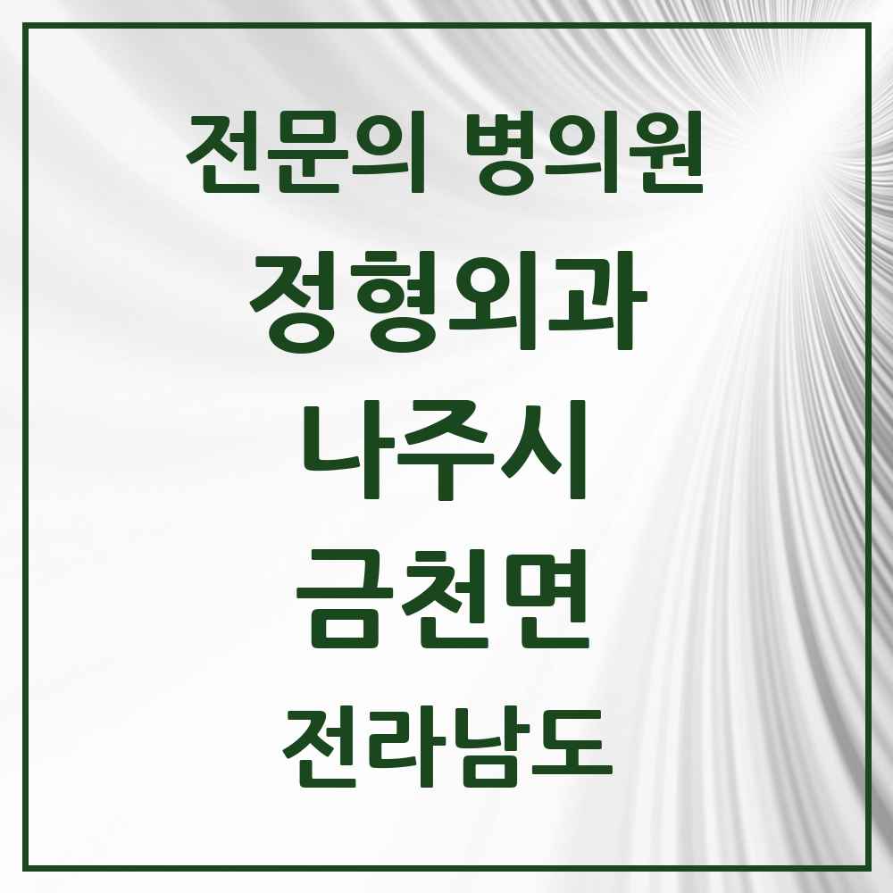2025 전라남도 나주시 금천면 정형외과 전문의 의원·병원 목록 1곳
