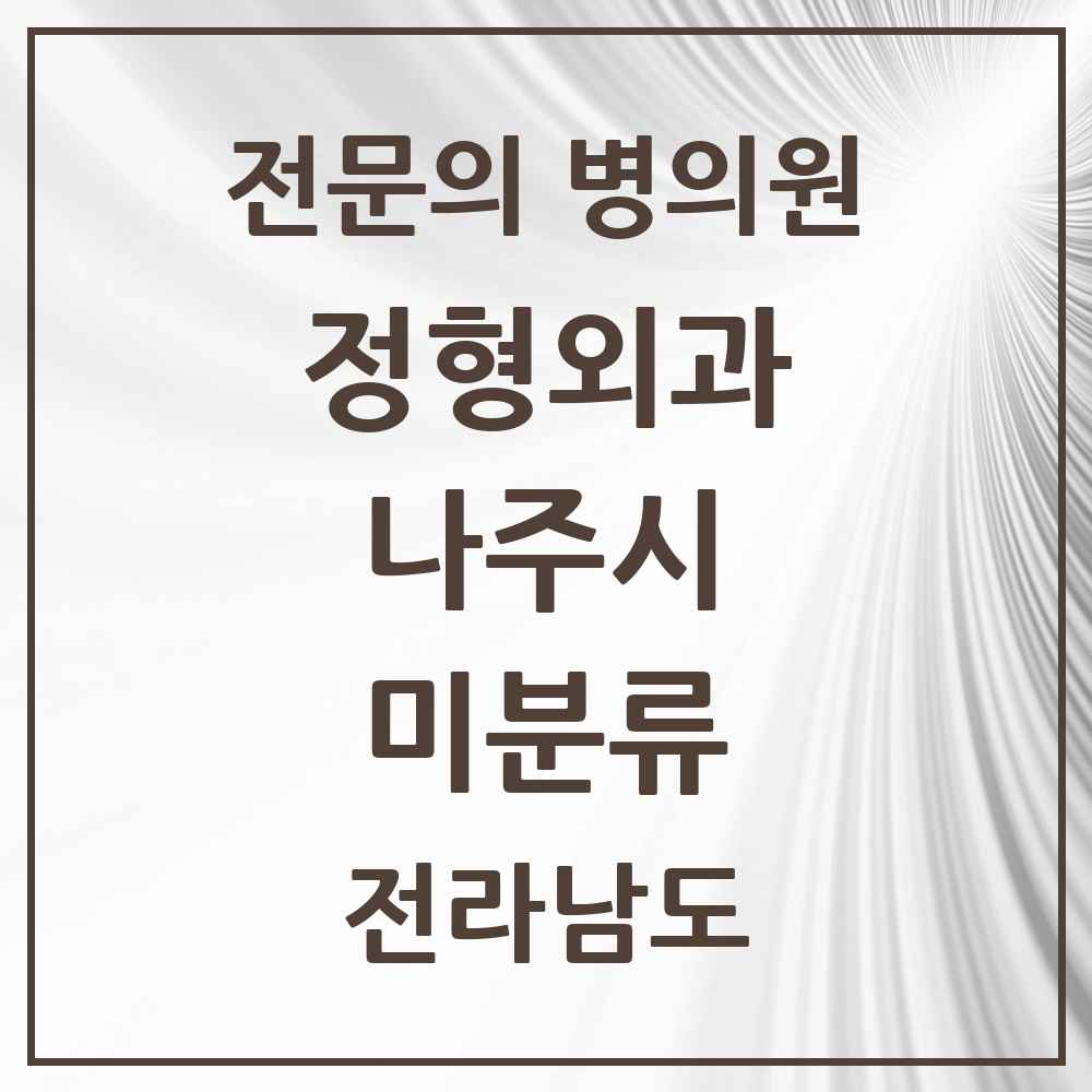2025 전라남도 나주시 미분류 정형외과 전문의 의원·병원 목록 1곳