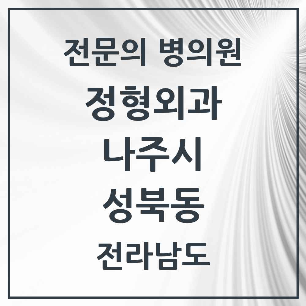 2025 전라남도 나주시 성북동 정형외과 전문의 의원·병원 목록 2곳