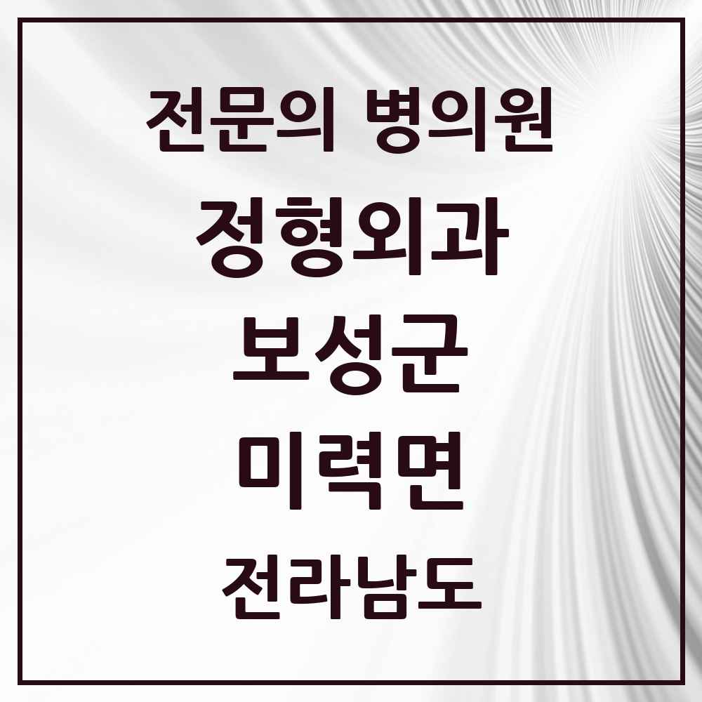 2025 전라남도 보성군 미력면 정형외과 전문의 의원·병원 목록 1곳