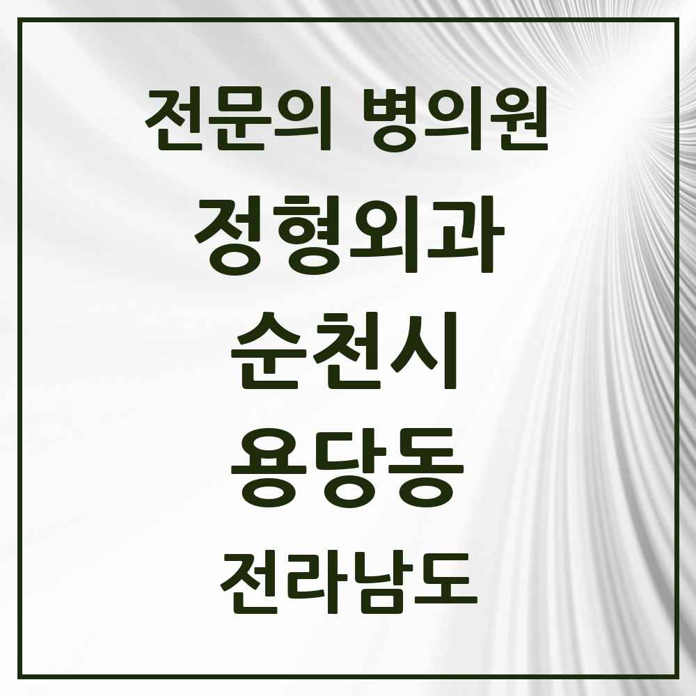 2025 전라남도 순천시 용당동 정형외과 전문의 의원·병원 목록 1곳
