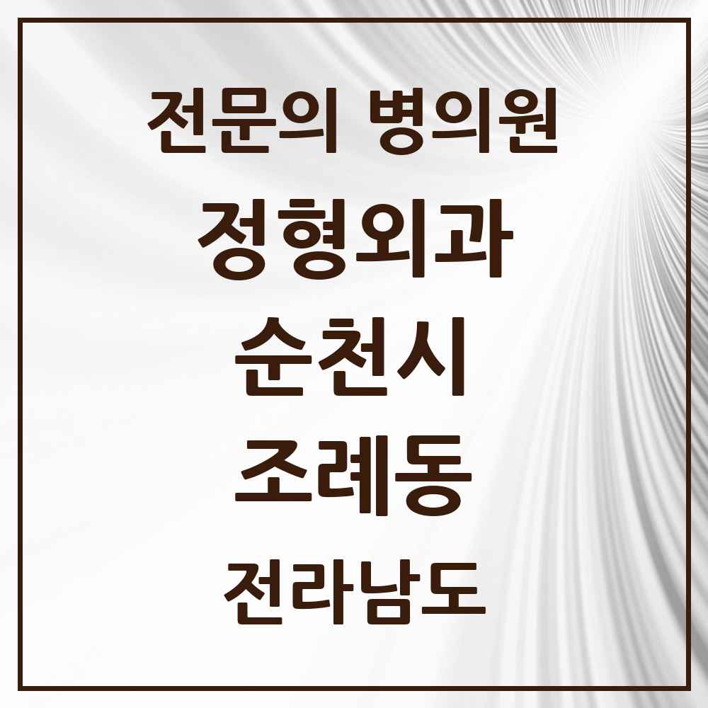 2025 전라남도 순천시 조례동 정형외과 전문의 의원·병원 목록 8곳