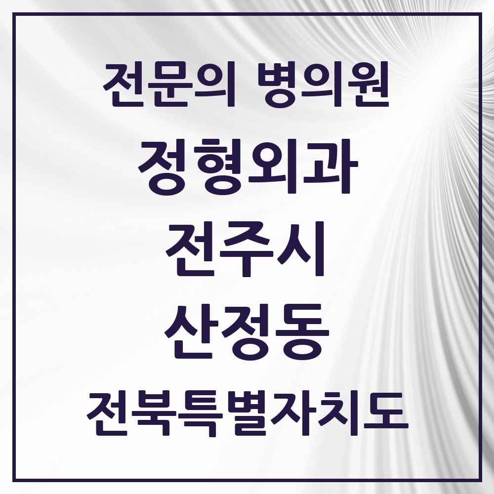 2025 전북특별자치도 전주시 산정동 정형외과 전문의 의원·병원 목록 1곳