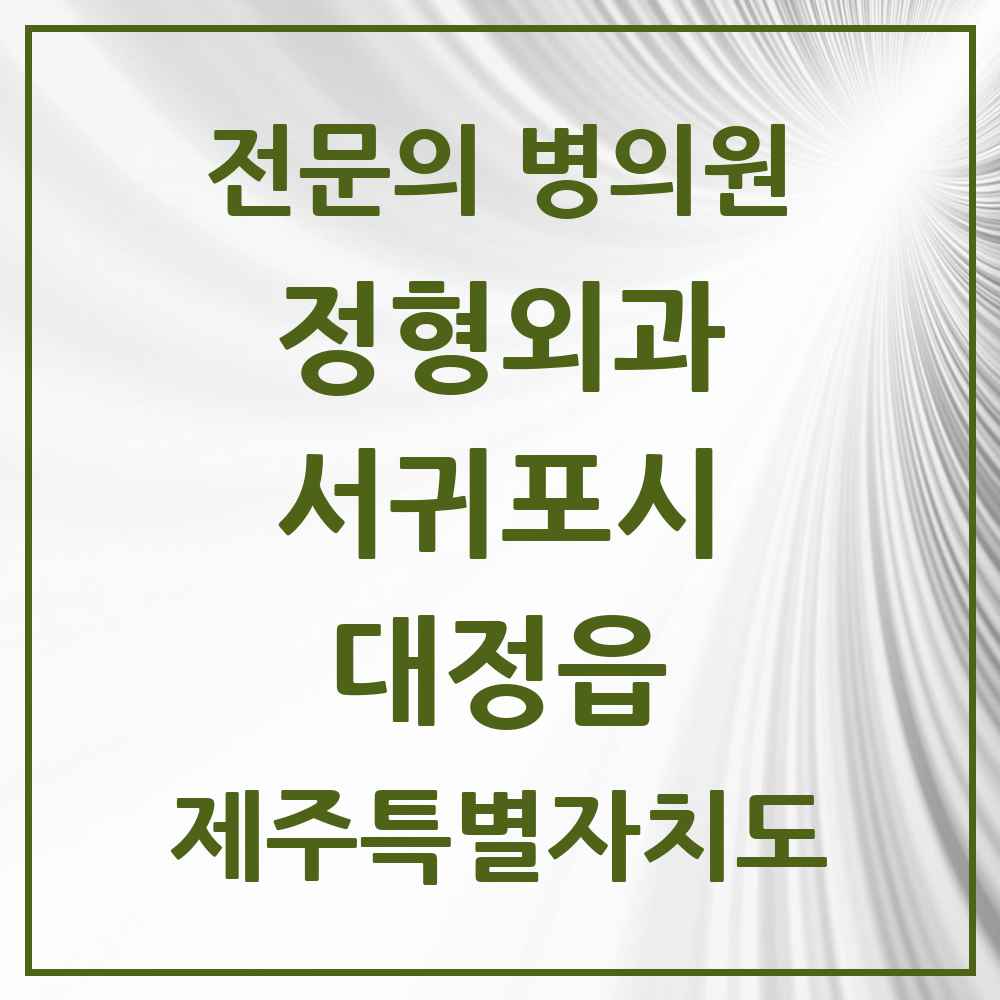 2025 제주특별자치도 서귀포시 대정읍 정형외과 전문의 의원·병원 목록 1곳