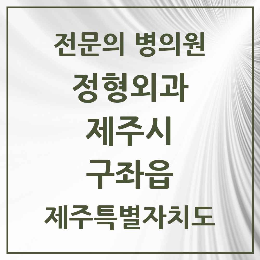 2025 제주특별자치도 제주시 구좌읍 정형외과 전문의 의원·병원 목록 1곳