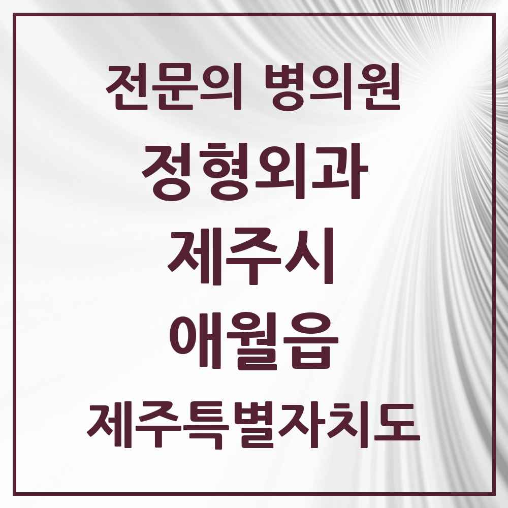 2025 제주특별자치도 제주시 애월읍 정형외과 전문의 의원·병원 목록 1곳