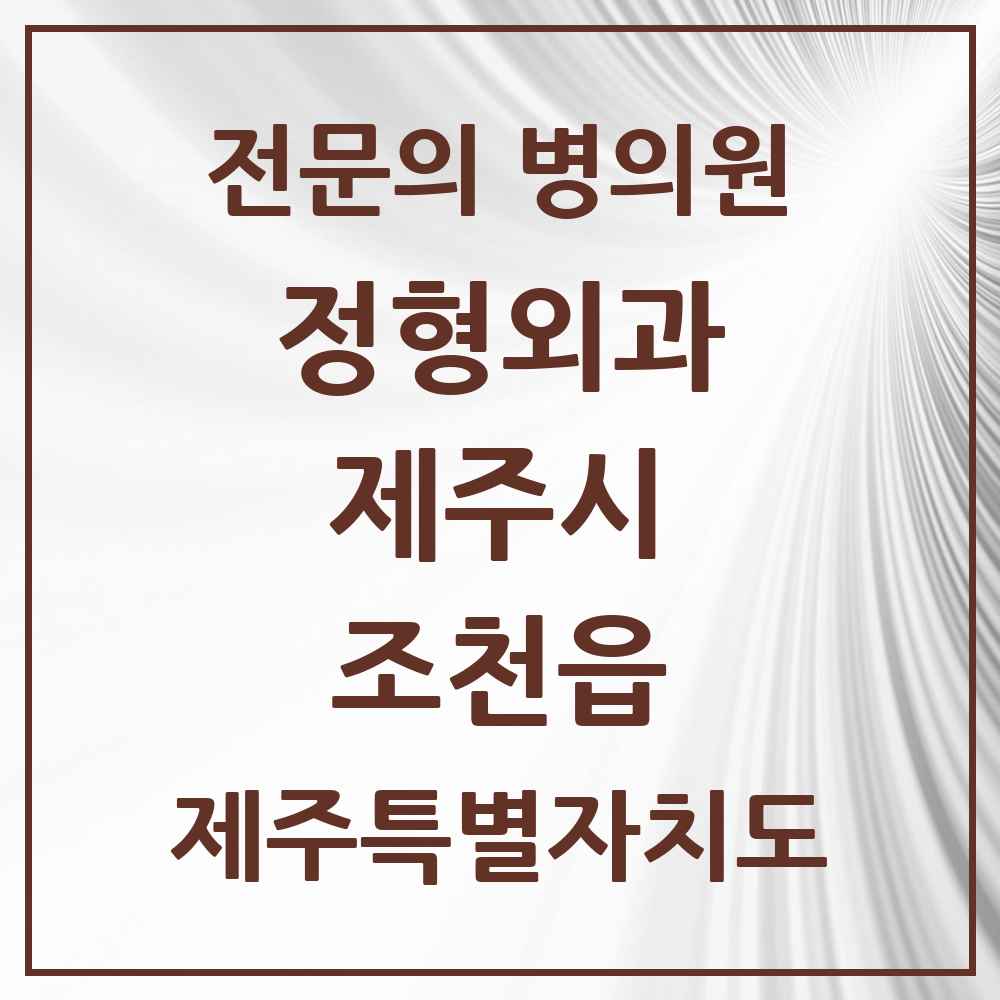 2025 제주특별자치도 제주시 조천읍 정형외과 전문의 의원·병원 목록 2곳