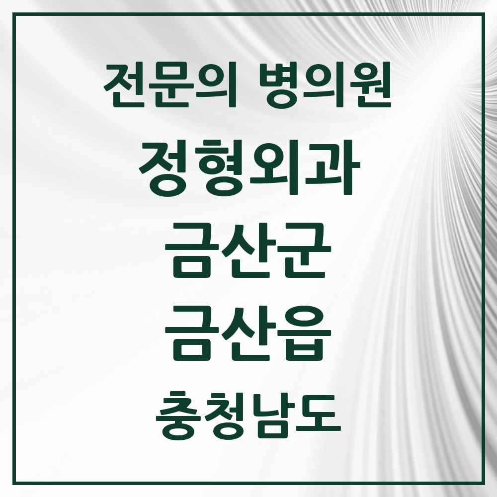 2025 충청남도 금산군 금산읍 정형외과 전문의 의원·병원 목록 2곳