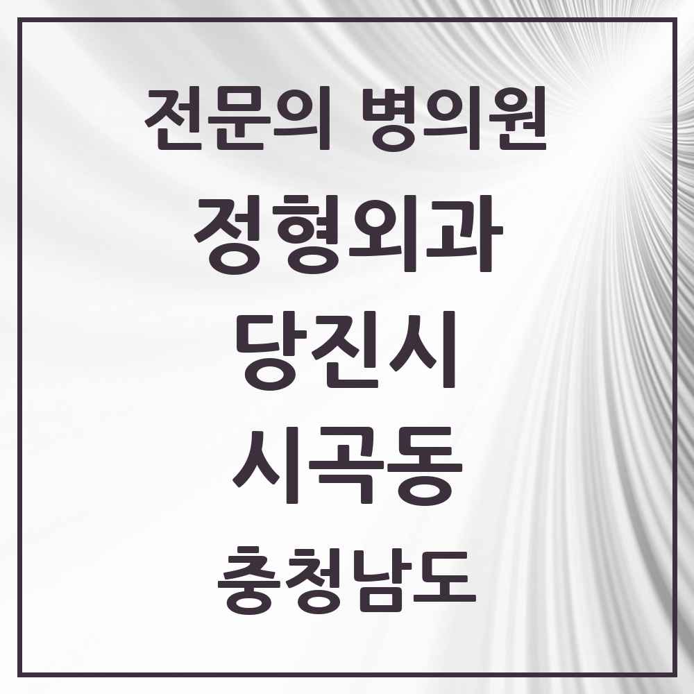 2025 충청남도 당진시 시곡동 정형외과 전문의 의원·병원 목록 1곳