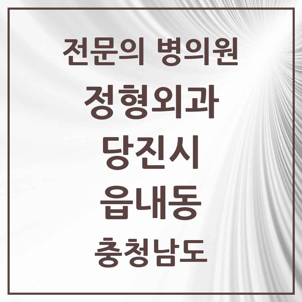 2025 충청남도 당진시 읍내동 정형외과 전문의 의원·병원 목록 4곳