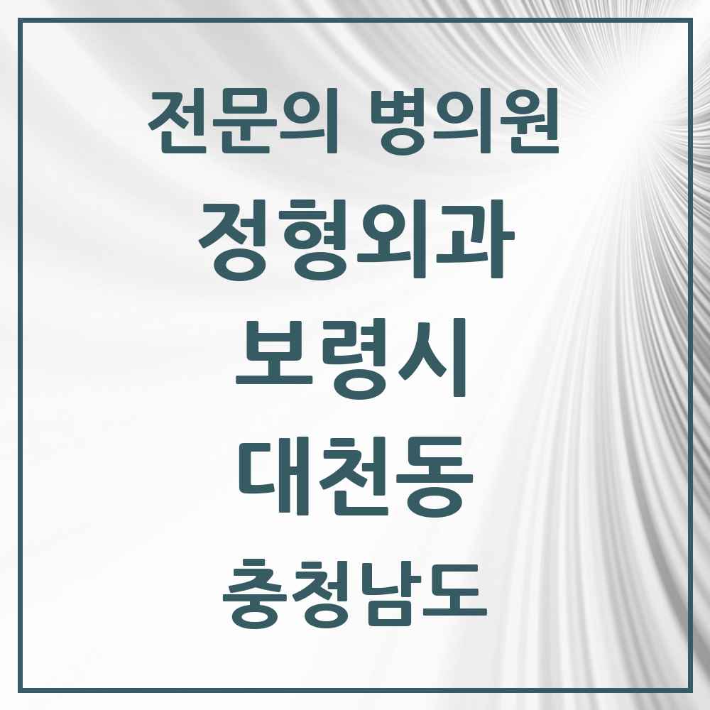 2025 충청남도 보령시 대천동 정형외과 전문의 의원·병원 목록 3곳