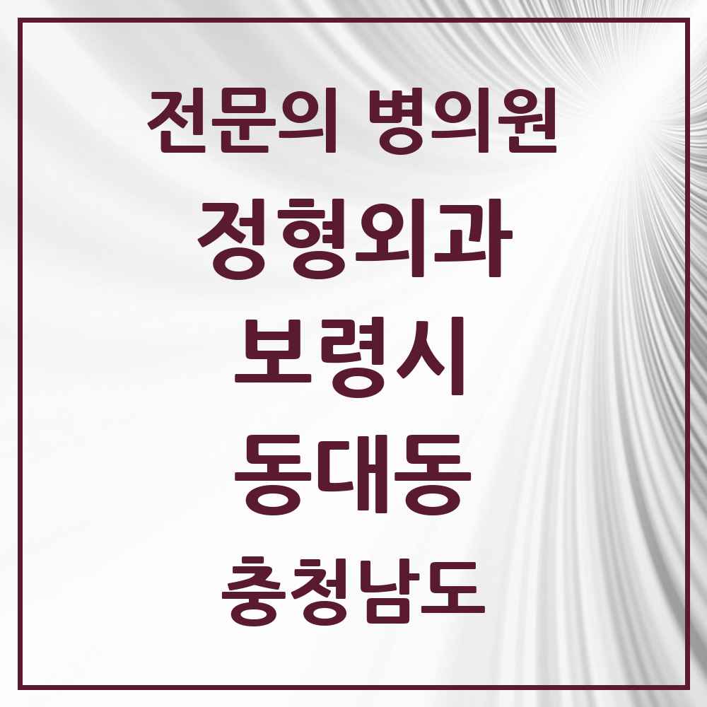2025 충청남도 보령시 동대동 정형외과 전문의 의원·병원 목록 2곳