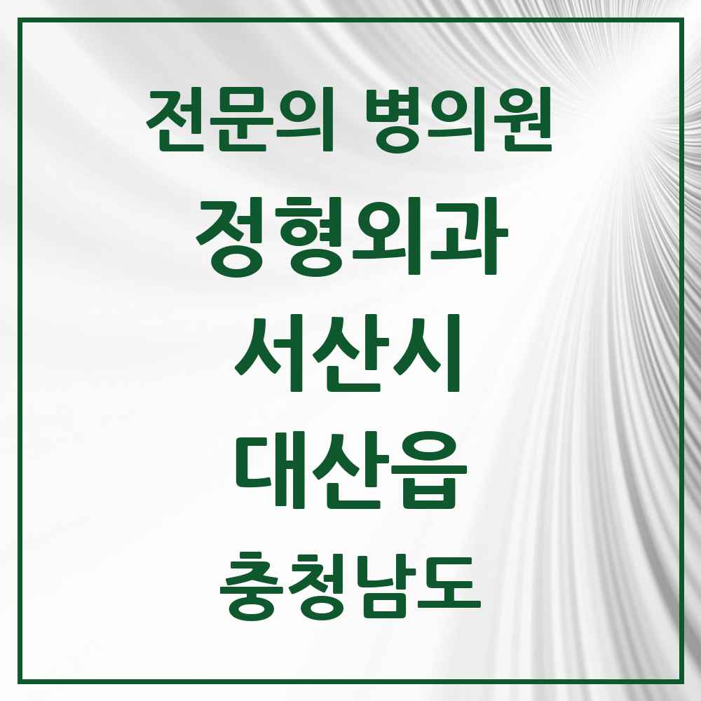 2025 충청남도 서산시 대산읍 정형외과 전문의 의원·병원 목록 1곳