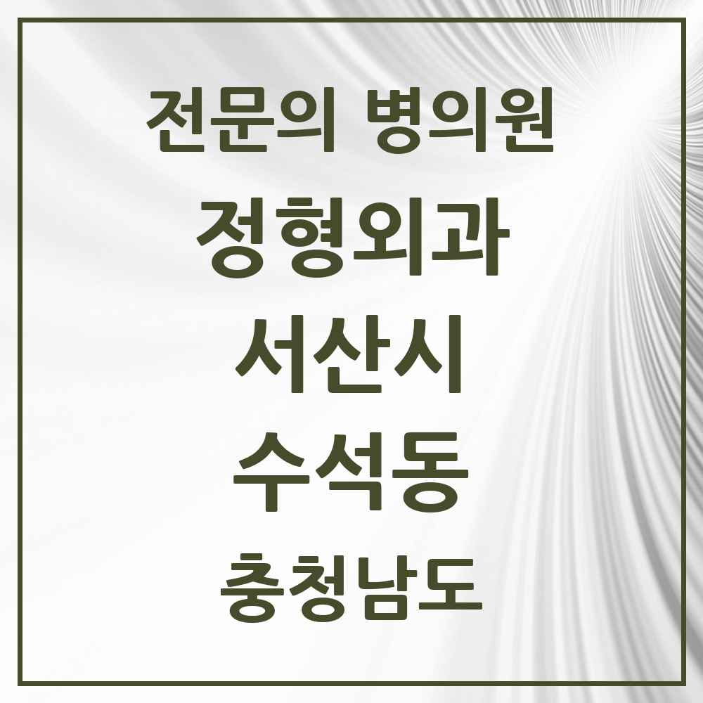 2025 충청남도 서산시 수석동 정형외과 전문의 의원·병원 목록 1곳