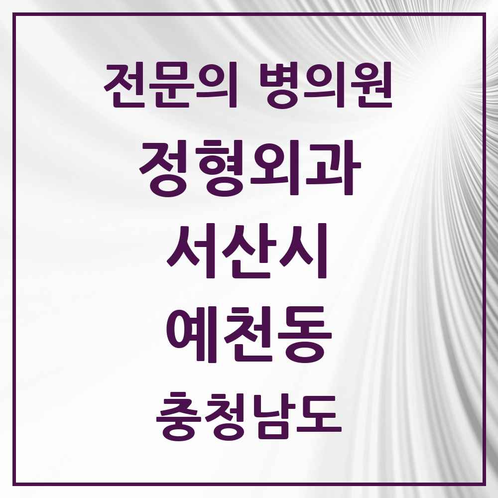 2025 충청남도 서산시 예천동 정형외과 전문의 의원·병원 목록 1곳