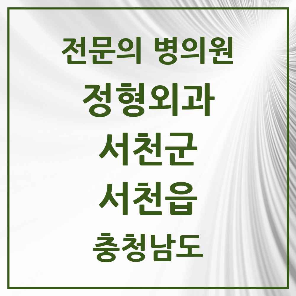 2025 충청남도 서천군 서천읍 정형외과 전문의 의원·병원 목록 3곳