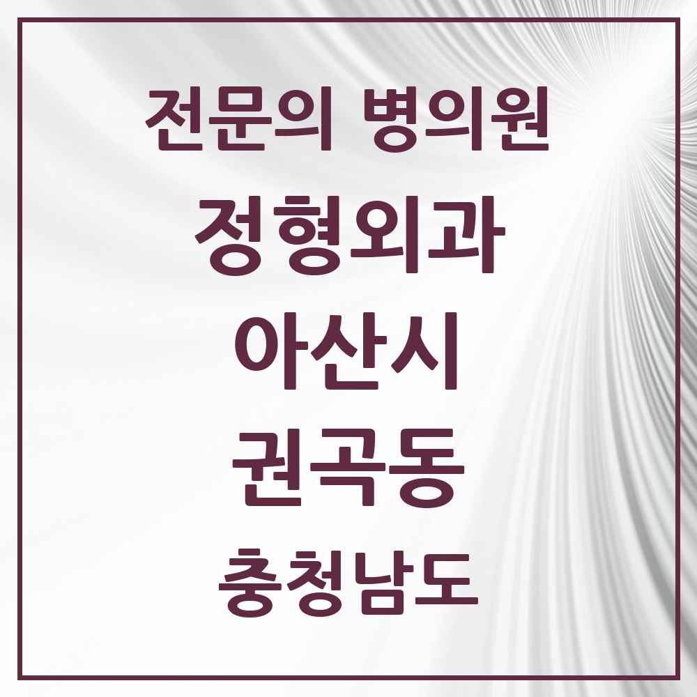 2025 충청남도 아산시 권곡동 정형외과 전문의 의원·병원 목록 1곳