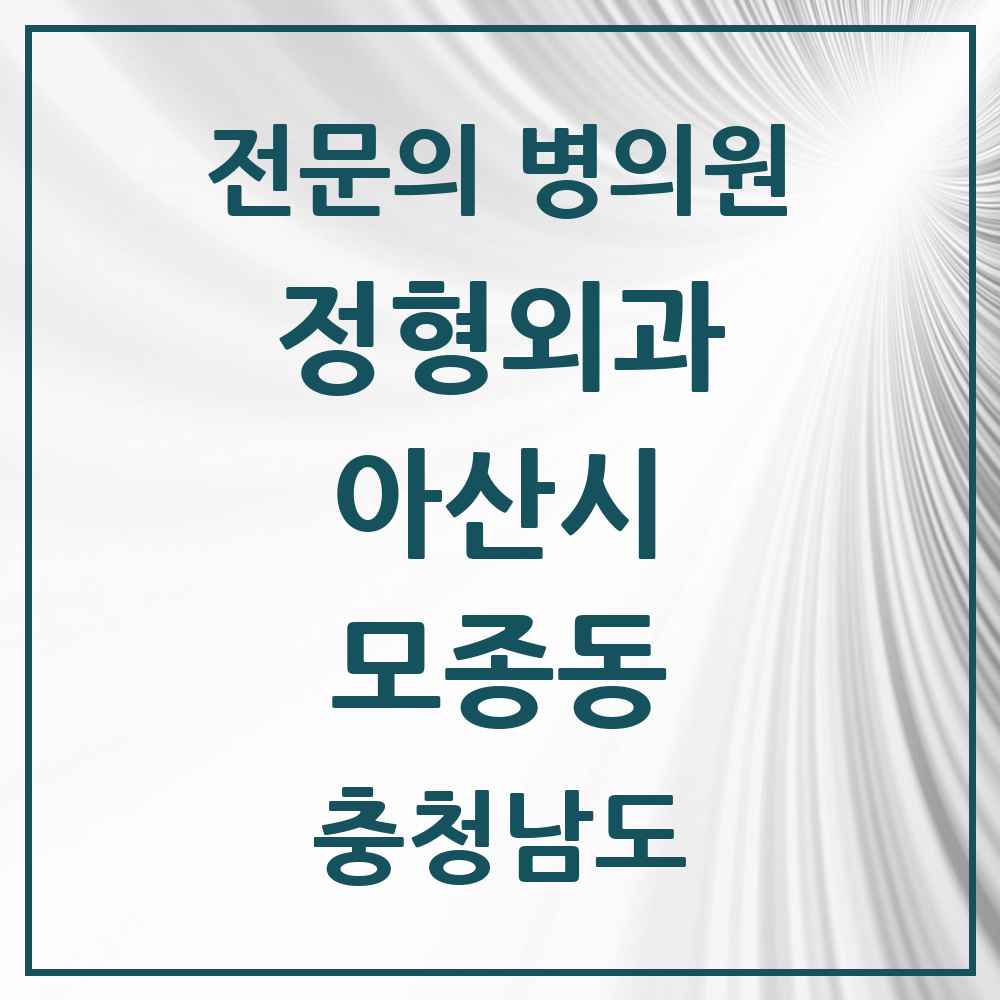 2025 충청남도 아산시 모종동 정형외과 전문의 의원·병원 목록 2곳