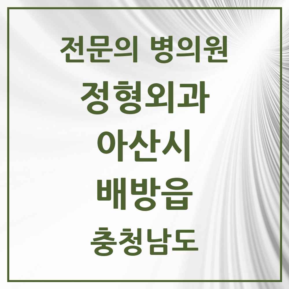 2025 충청남도 아산시 배방읍 정형외과 전문의 의원·병원 목록 5곳