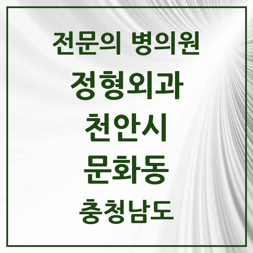 2025 충청남도 천안시 문화동 정형외과 전문의 의원·병원 목록 1곳