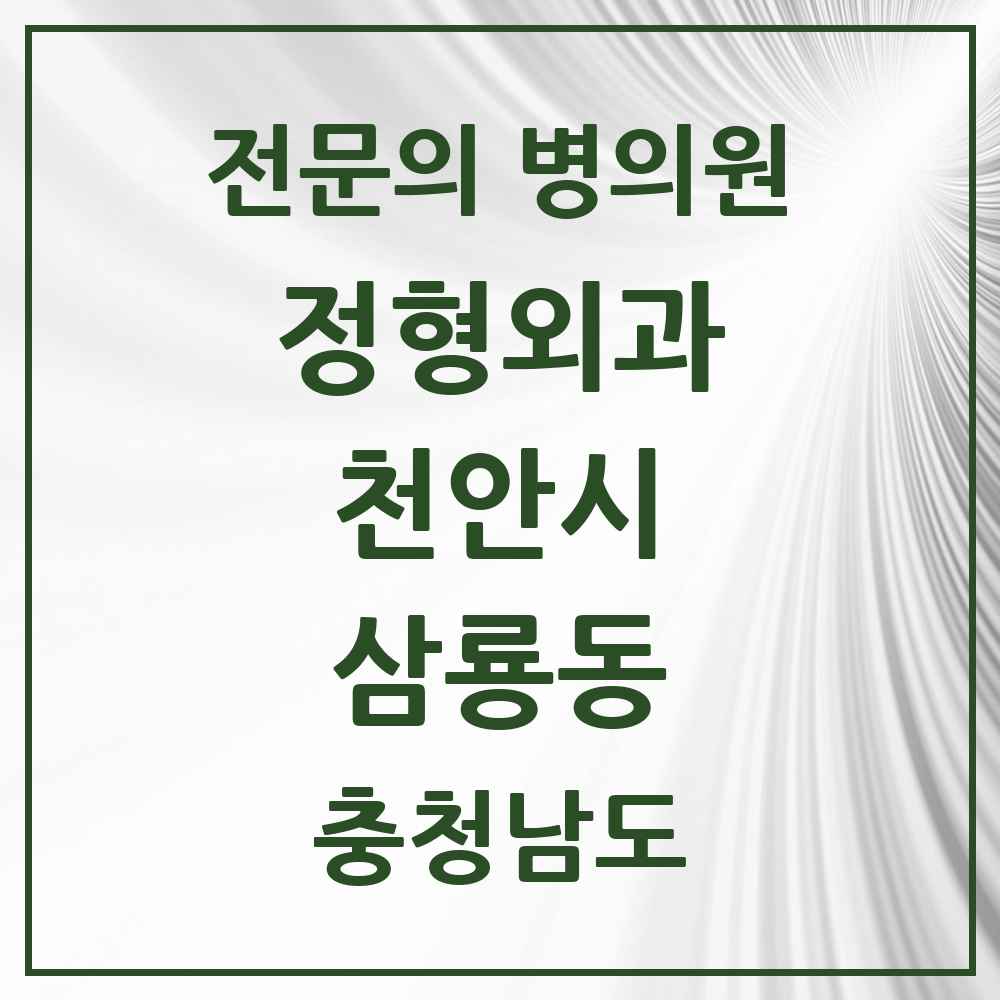 2025 충청남도 천안시 삼룡동 정형외과 전문의 의원·병원 목록 1곳