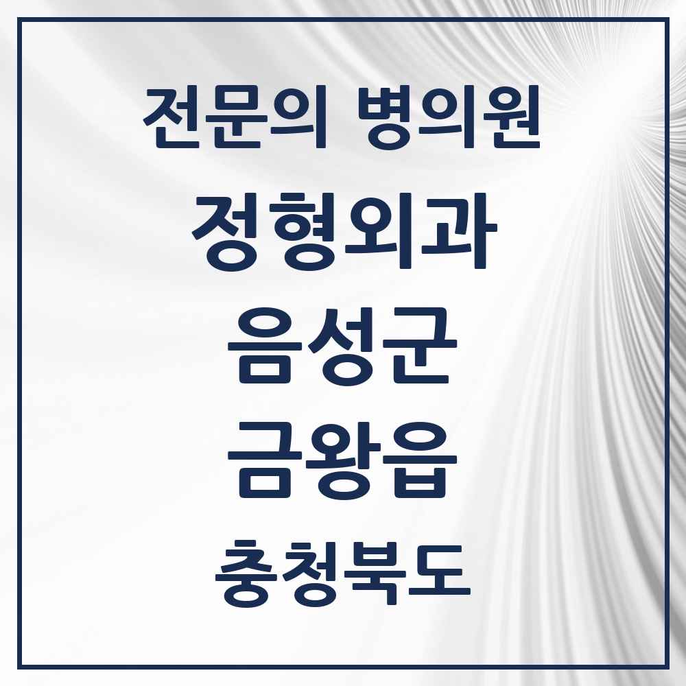 2025 충청북도 음성군 금왕읍 정형외과 전문의 의원·병원 목록 3곳