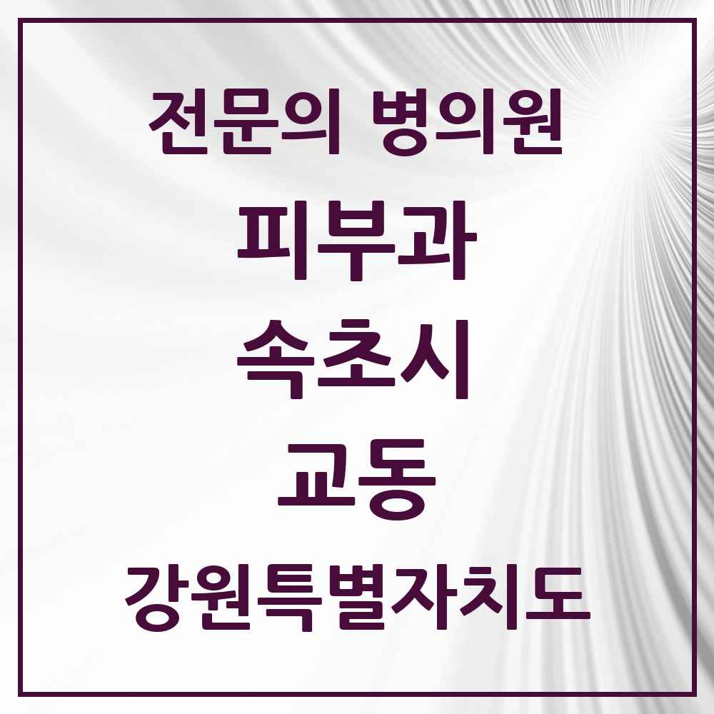 2025 강원특별자치도 속초시 교동 피부과 전문의 의원·병원 목록 1곳
