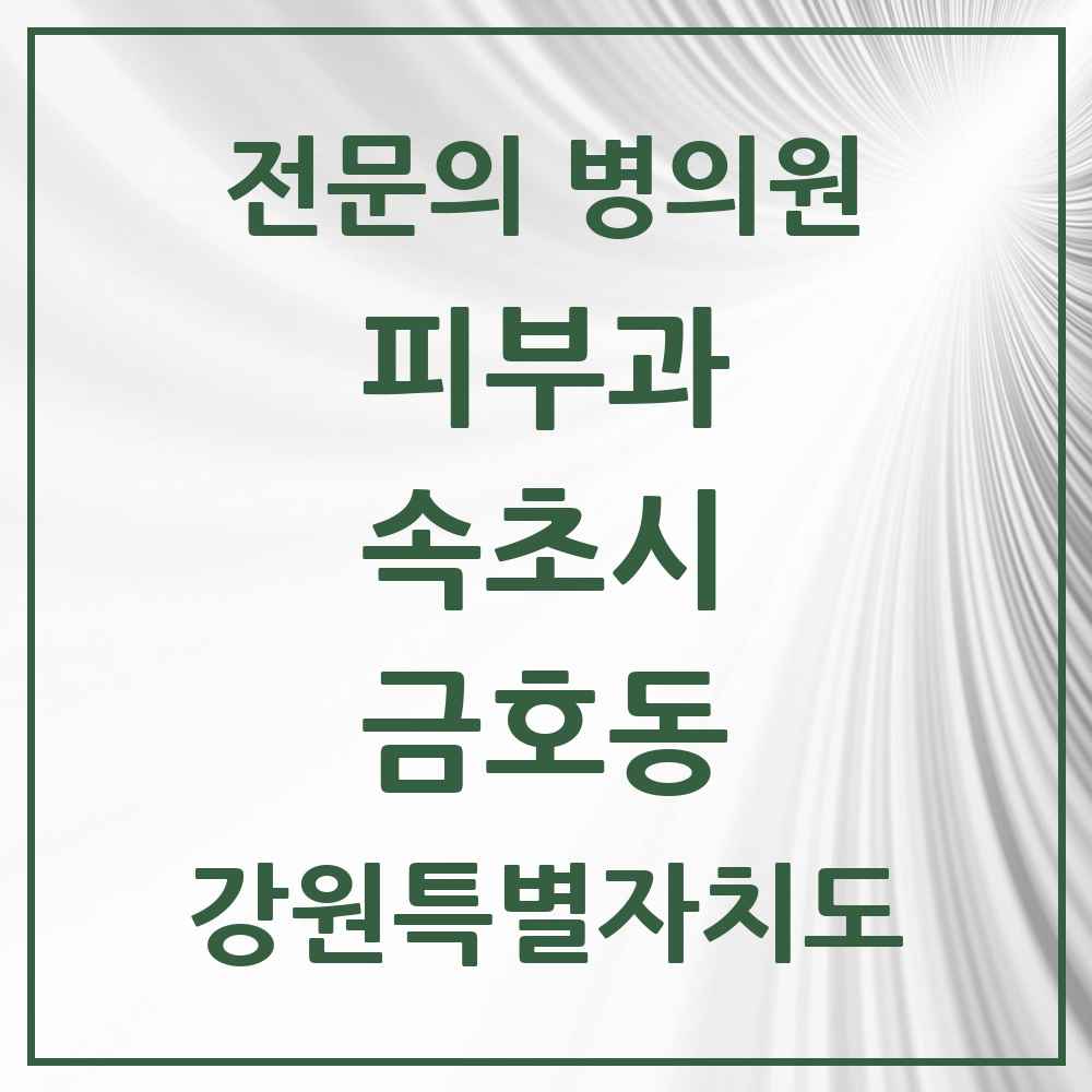 2025 강원특별자치도 속초시 금호동 피부과 전문의 의원·병원 목록 1곳