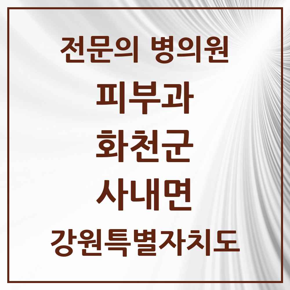 2025 강원특별자치도 화천군 사내면 피부과 전문의 의원·병원 목록 1곳