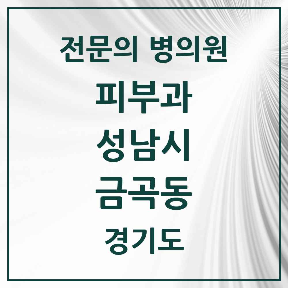 2025 경기도 성남시 금곡동 피부과 전문의 의원·병원 목록 2곳