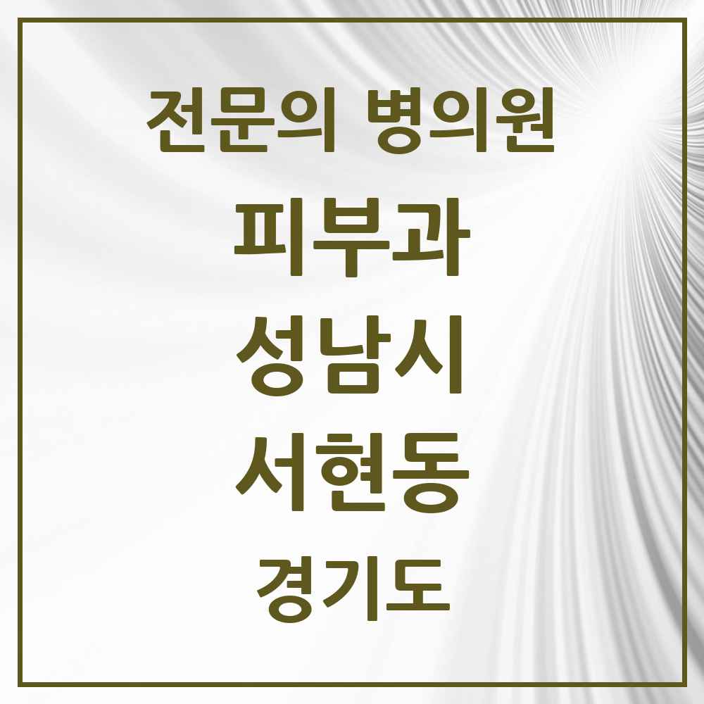 2025 경기도 성남시 서현동 피부과 전문의 의원·병원 목록 13곳