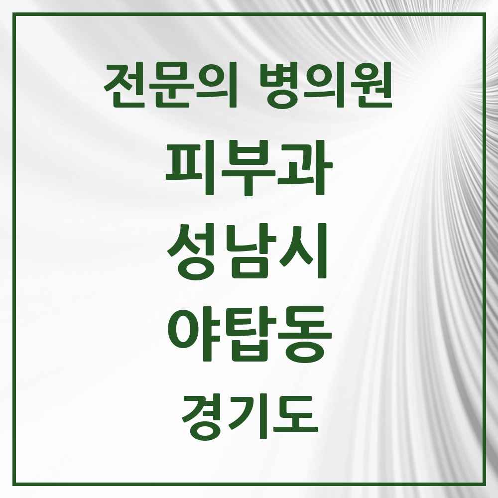 2025 경기도 성남시 야탑동 피부과 전문의 의원·병원 목록 5곳