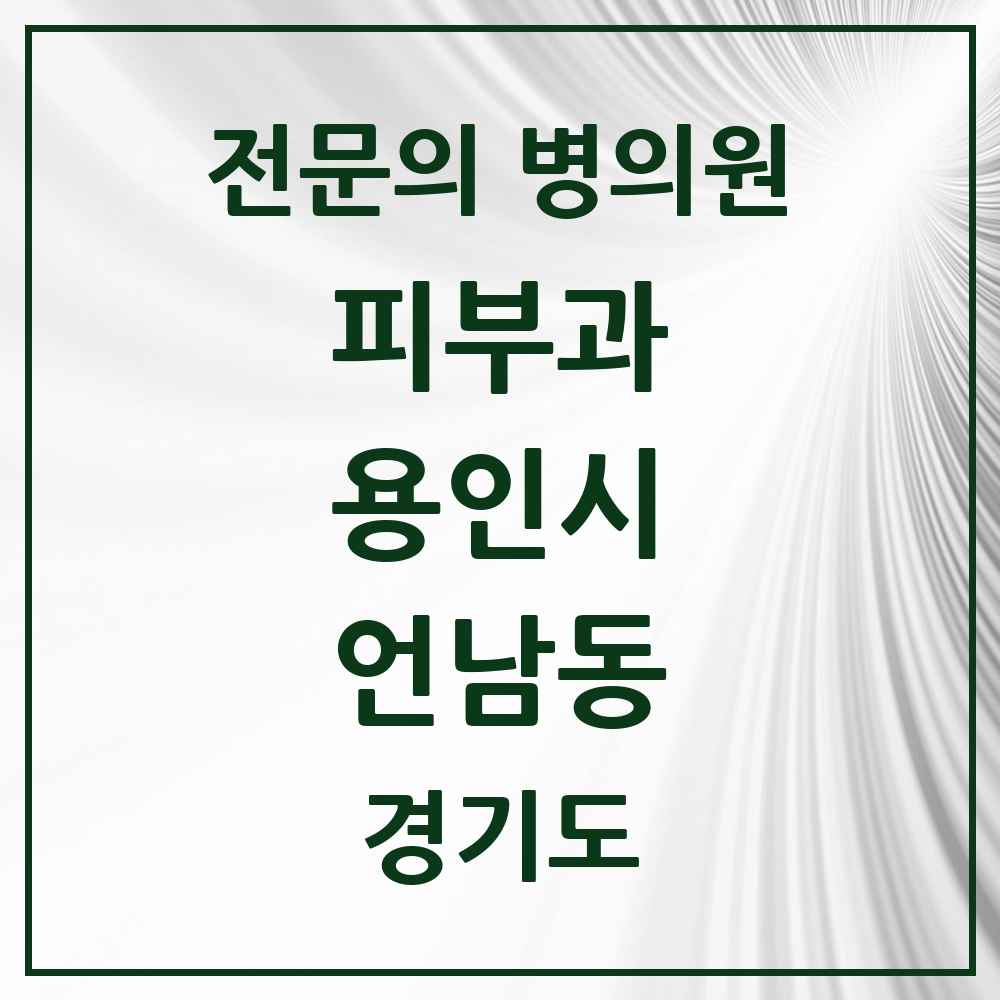 2025 경기도 용인시 언남동 피부과 전문의 의원·병원 목록 1곳