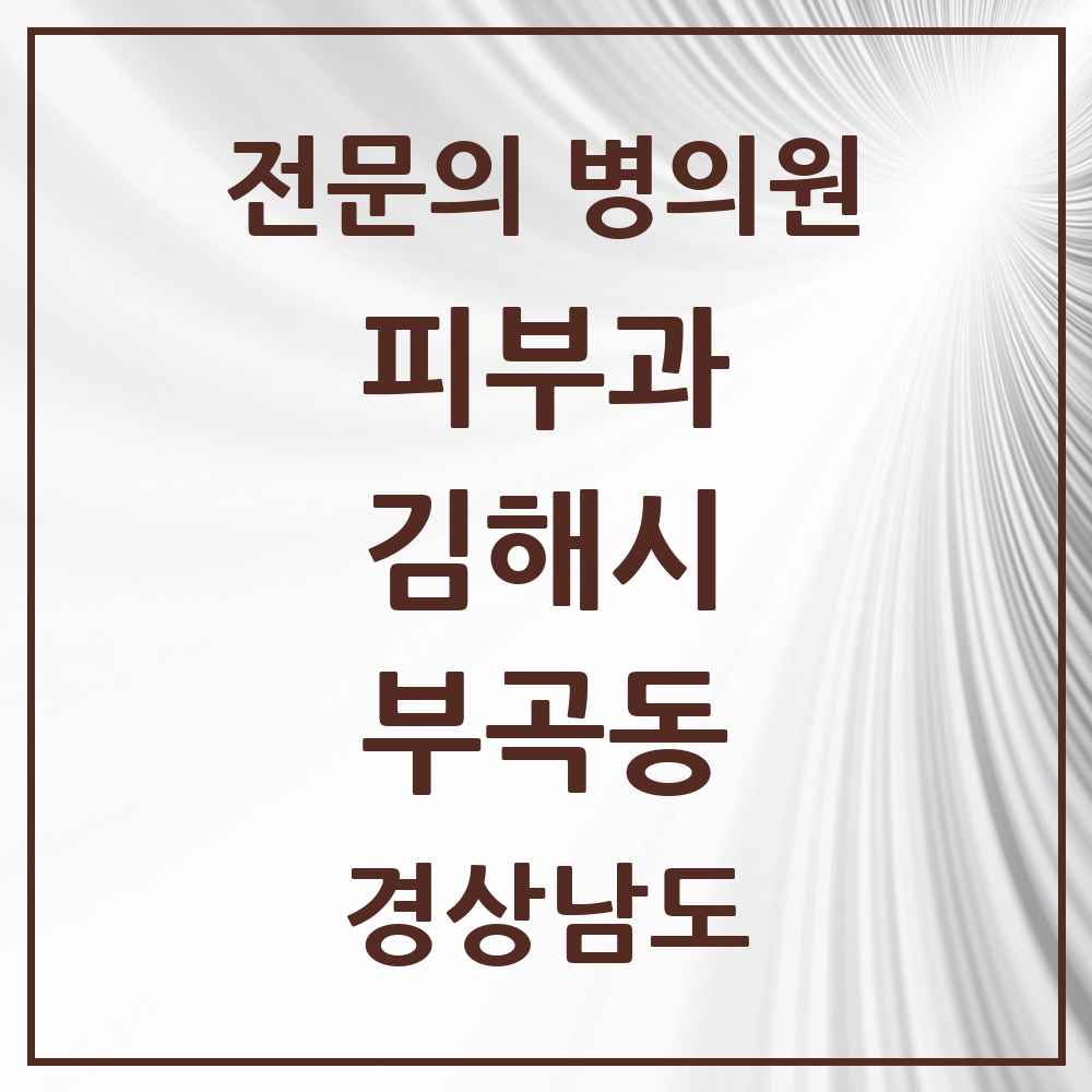 2025 경상남도 김해시 부곡동 피부과 전문의 의원·병원 목록 1곳