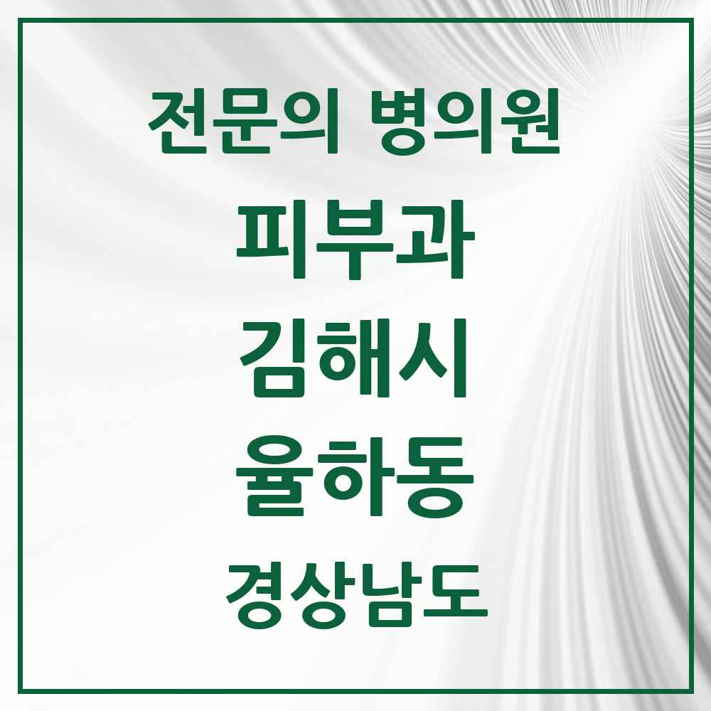 2025 경상남도 김해시 율하동 피부과 전문의 의원·병원 목록 1곳