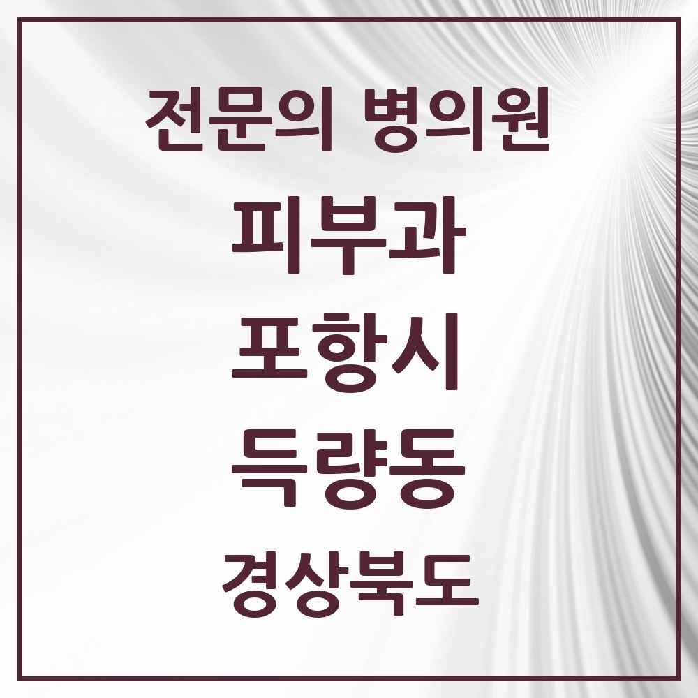 2025 경상북도 포항시 득량동 피부과 전문의 의원·병원 목록 1곳