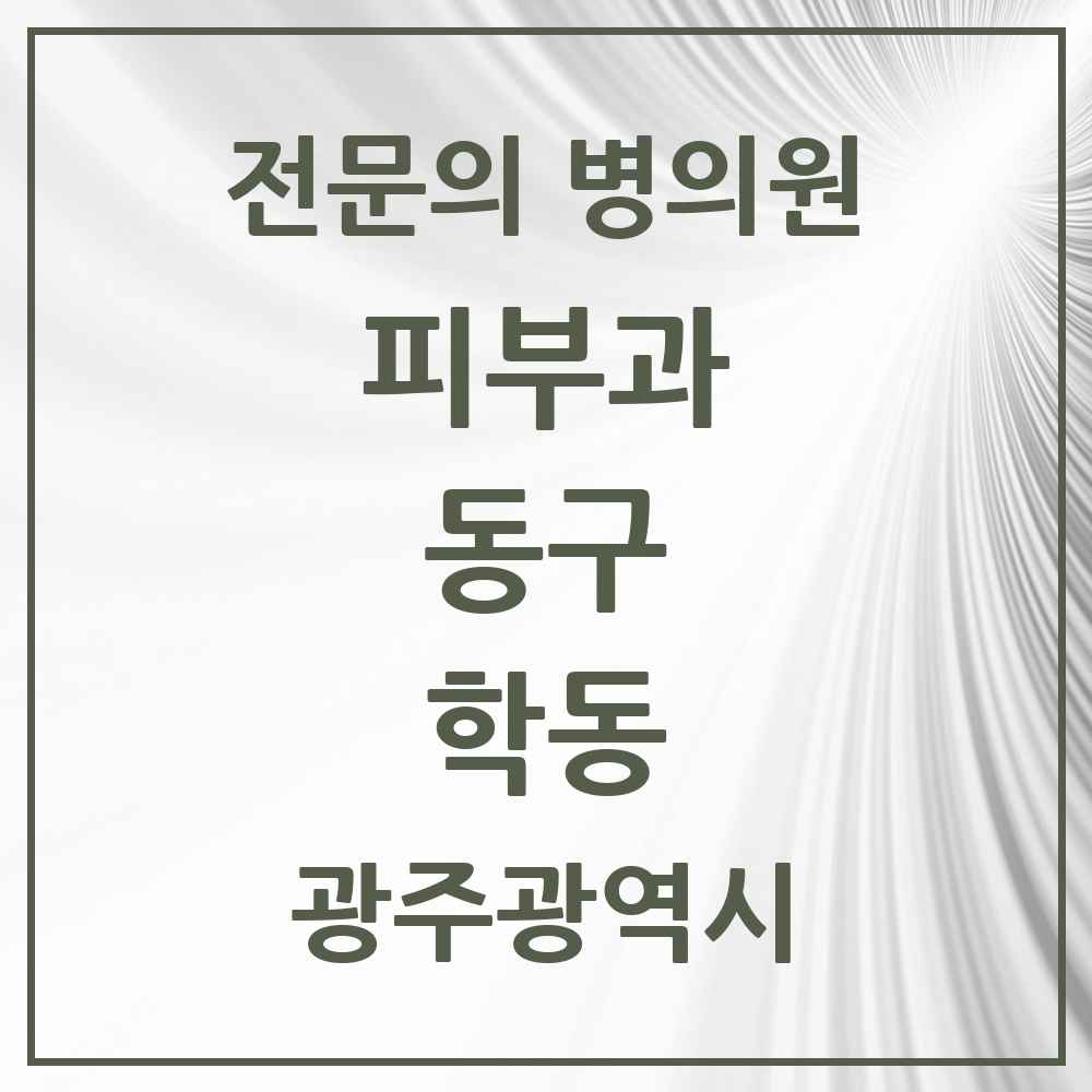 2025 광주광역시 동구 학동 피부과 전문의 의원·병원 목록 4곳