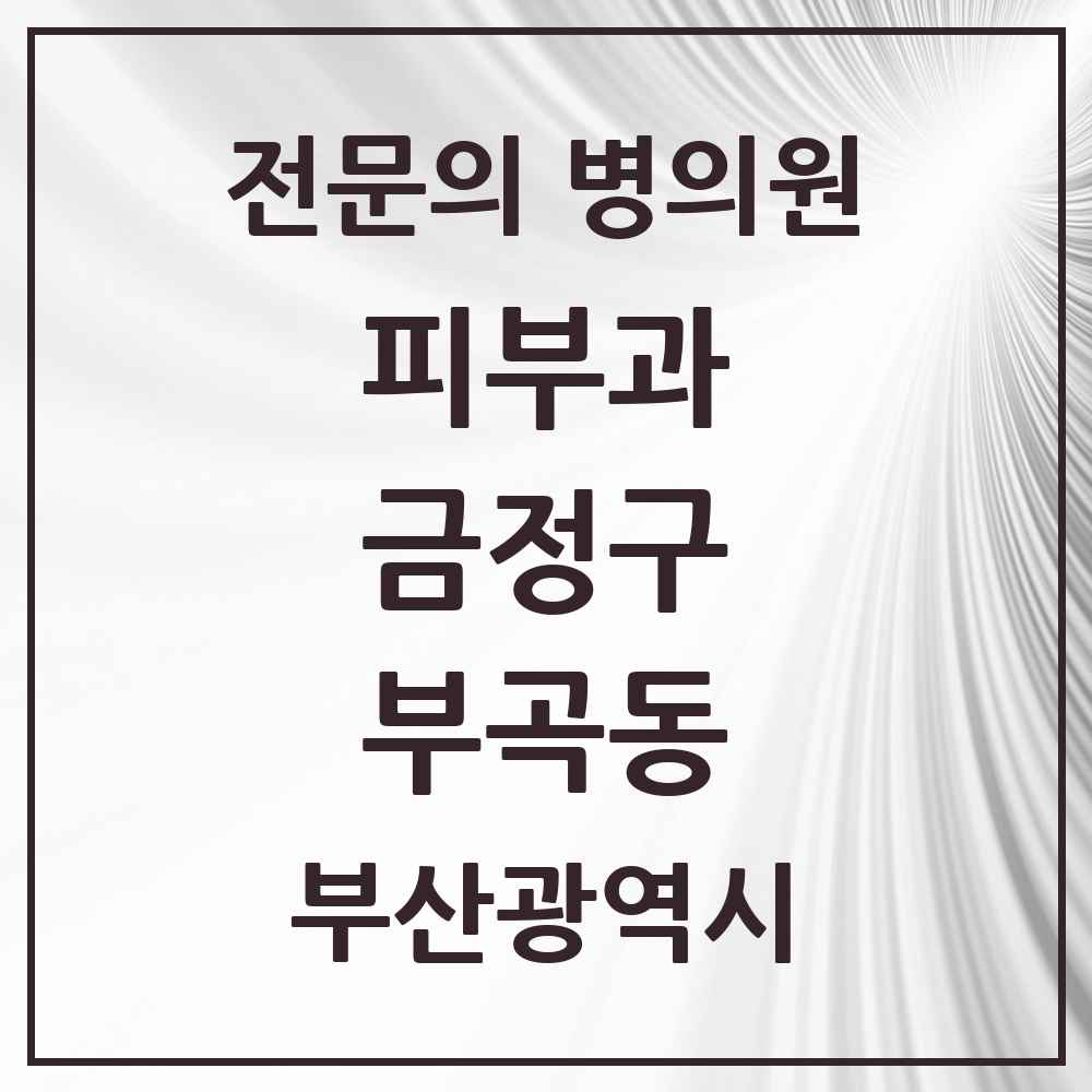 2025 부산광역시 금정구 부곡동 피부과 전문의 의원·병원 목록 1곳