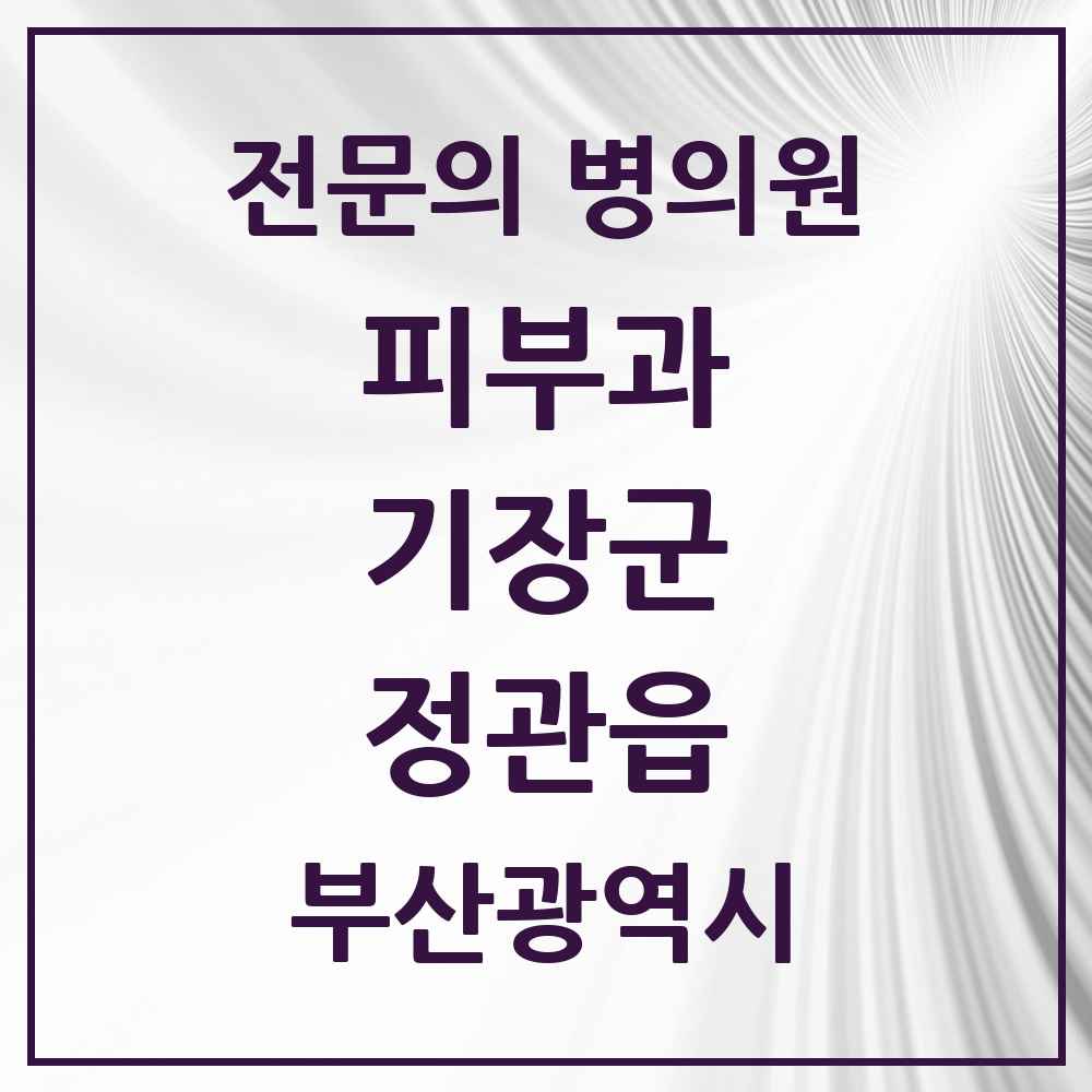 2025 부산광역시 기장군 정관읍 피부과 전문의 의원·병원 목록 2곳