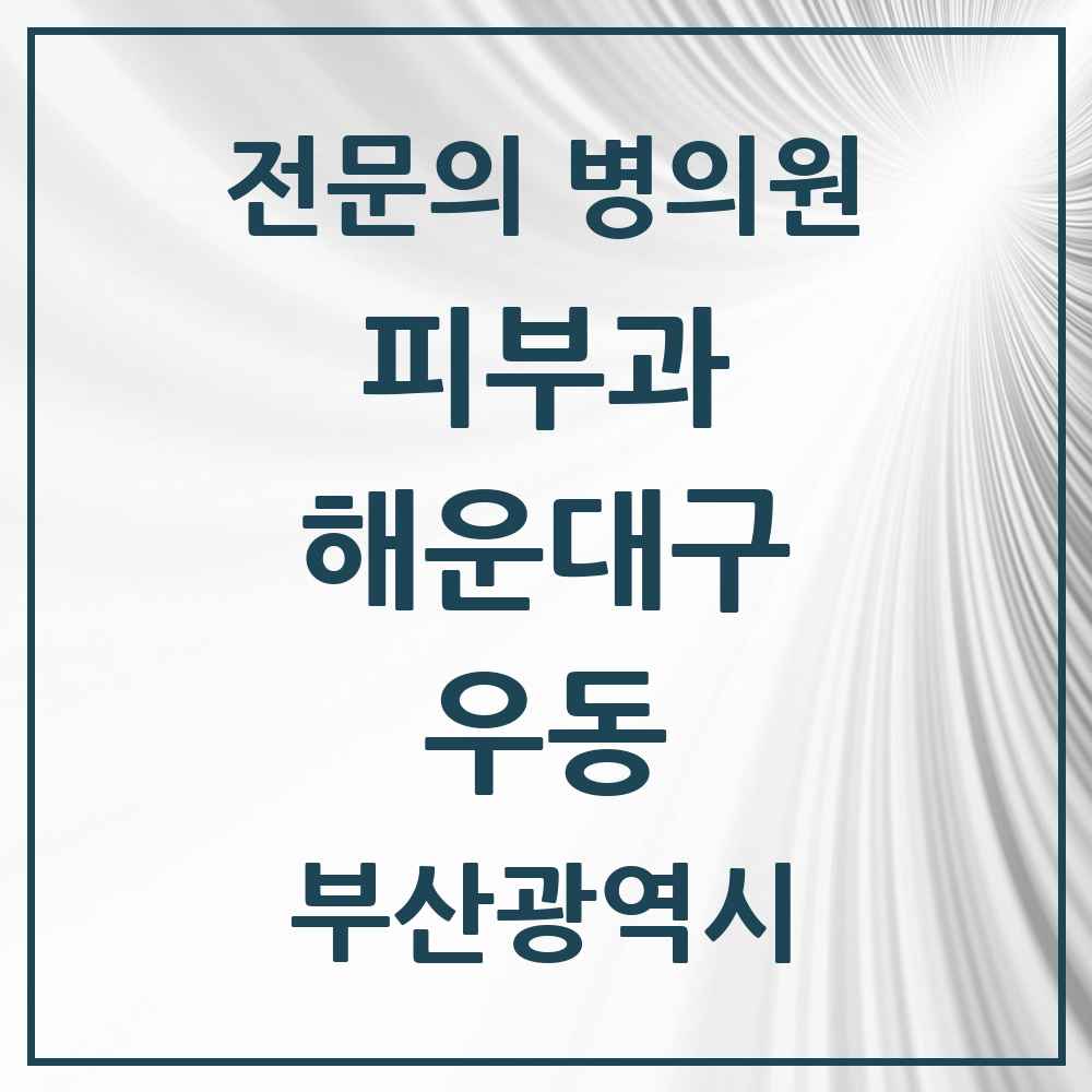 2025 부산광역시 해운대구 우동 피부과 전문의 의원·병원 목록 13곳