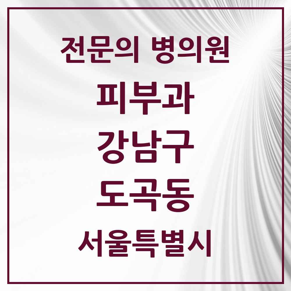 2025 서울특별시 강남구 도곡동 피부과 전문의 의원·병원 목록 11곳