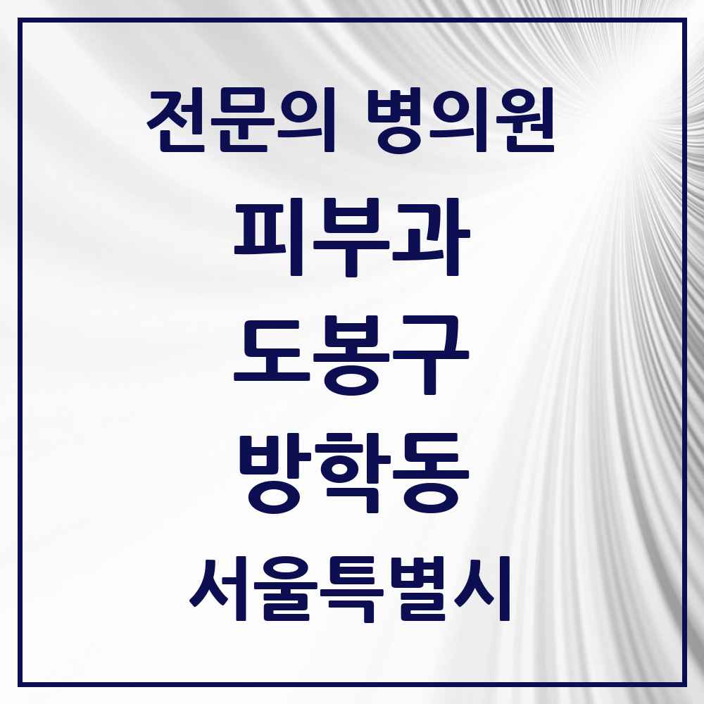 2025 서울특별시 도봉구 방학동 피부과 전문의 의원·병원 목록 2곳