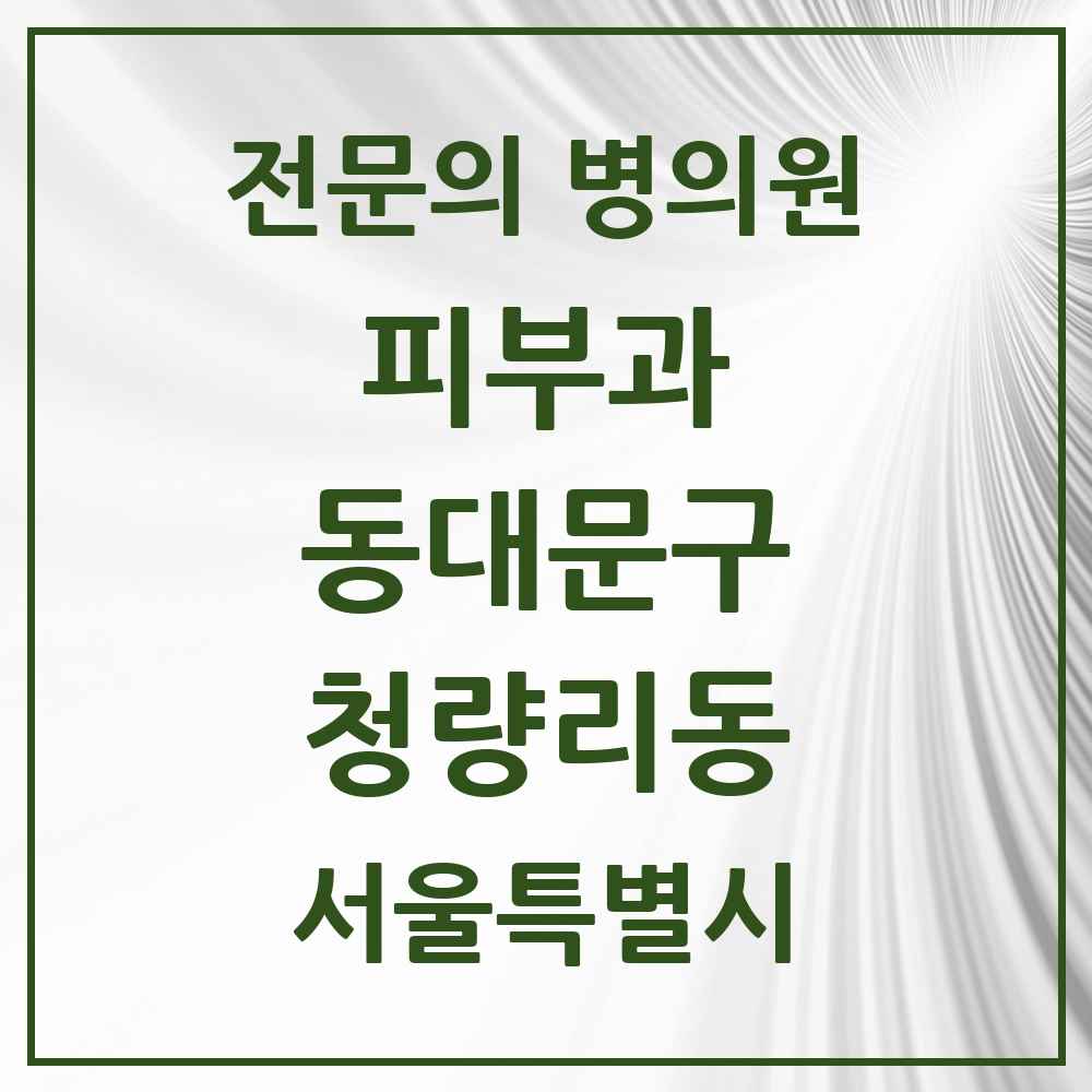 2025 서울특별시 동대문구 청량리동 피부과 전문의 의원·병원 목록 1곳