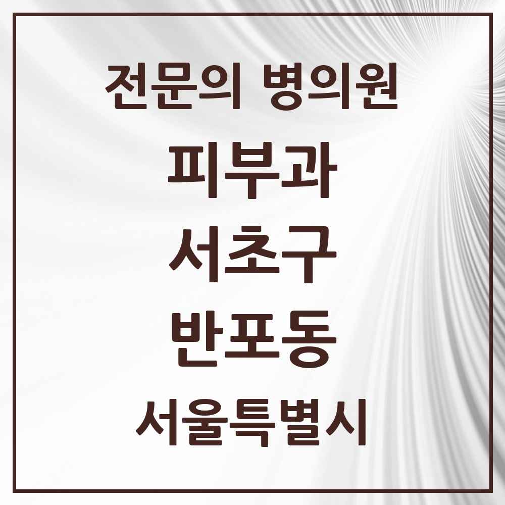 2025 서울특별시 서초구 반포동 피부과 전문의 의원·병원 목록 17곳