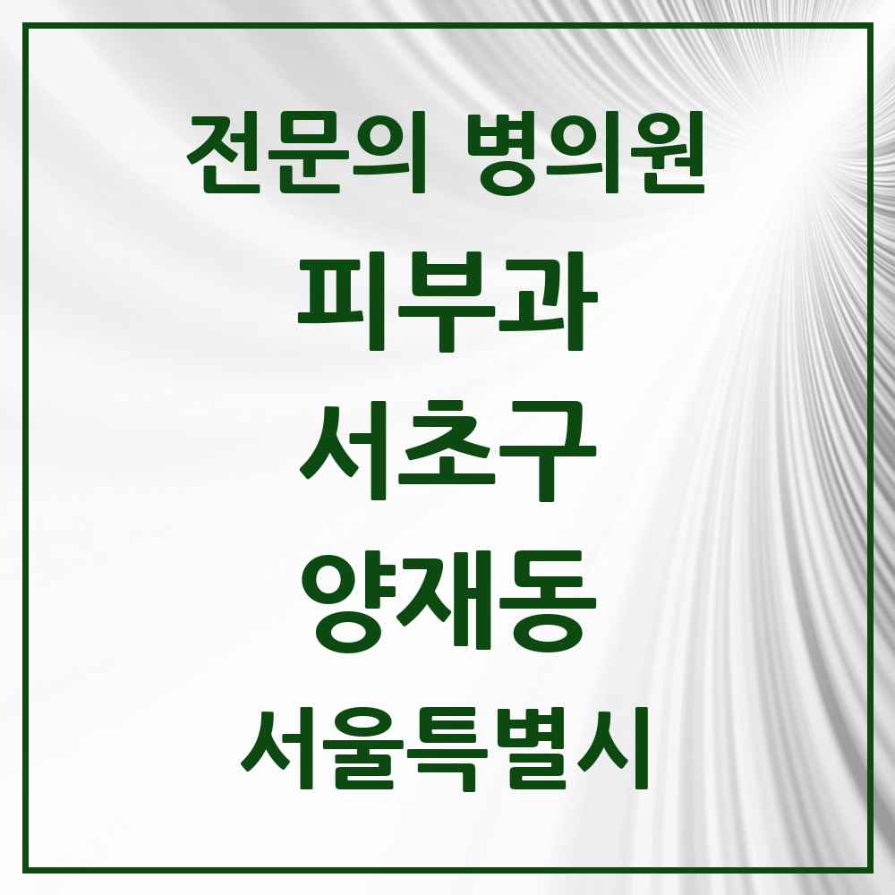 2025 서울특별시 서초구 양재동 피부과 전문의 의원·병원 목록 3곳