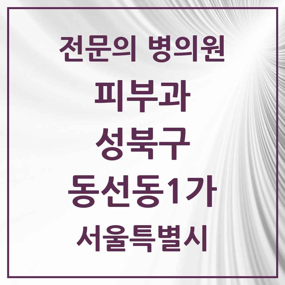 2025 서울특별시 성북구 동선동1가 피부과 전문의 의원·병원 목록 3곳