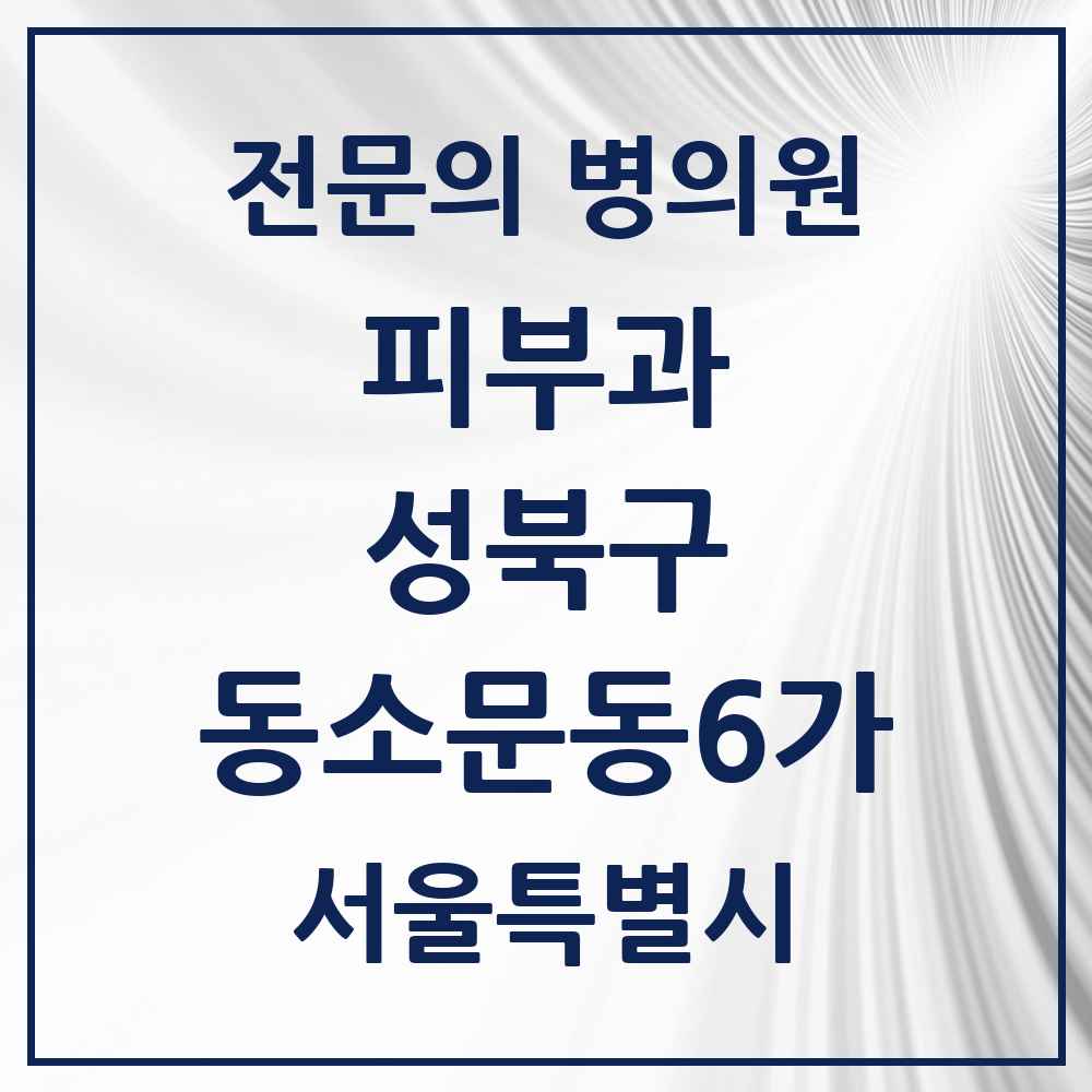 2025 서울특별시 성북구 동소문동6가 피부과 전문의 의원·병원 목록 2곳
